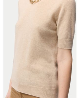 Women's Organic Color Crew Neck Cashmere Top