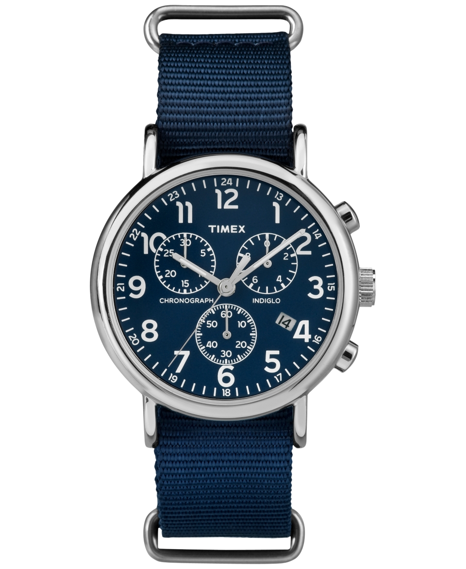 Timex Mens Chronograph Blue Nylon Strap Watch 40mm TW2P71300UM