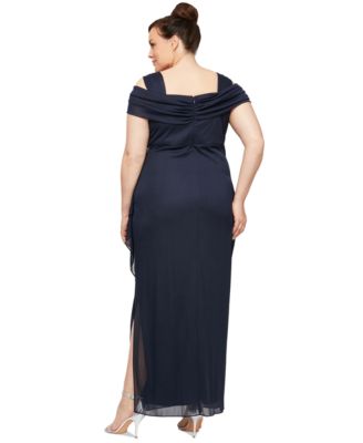 Plus Size Draped Cold-Shoulder Dress