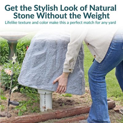 Outdoor Polyresin Landscape Rock Septic Cover with Stakes