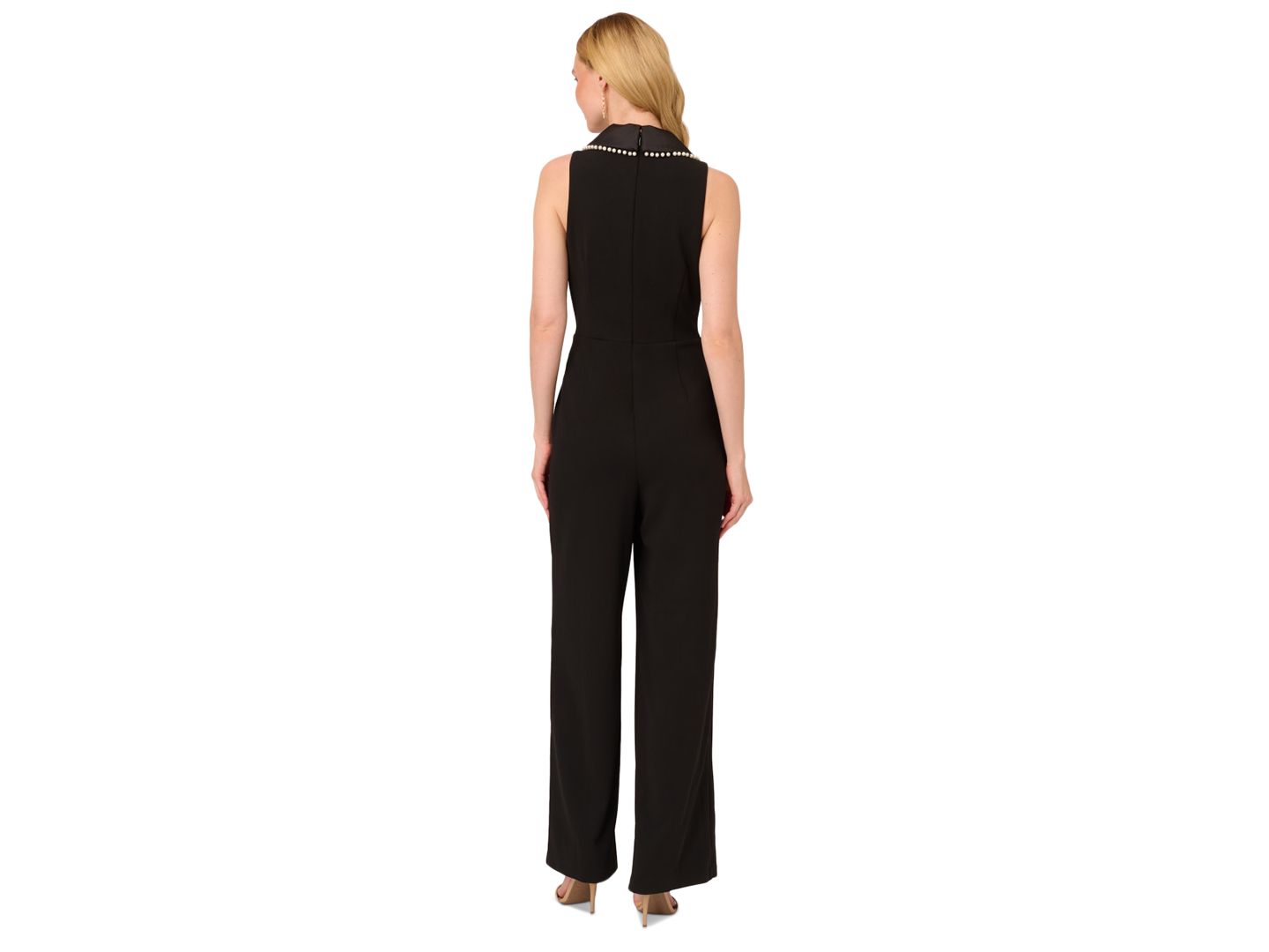 Женский комбинезон Adrianna Papell Imitation Pearl Crepe Tuxedo, цвет: Чёрный — фото 5