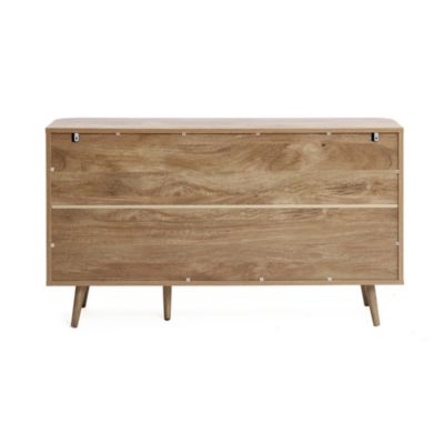 Natural Oak Manufactured Wood 3-Door 53.3-Inch Wide Buffet Cabinet