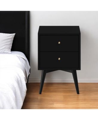 Sturdy Two-Drawer Solid Wood Nightstand for Bedside Essentials