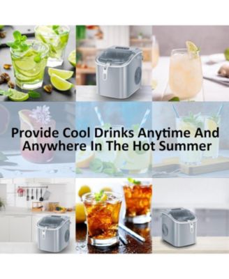 Portable Countertop Ice Maker, 26 lbs/24H with Self-Cleaning, Scoop & Basket, 9 Cubes in 6 Min Ice Machine