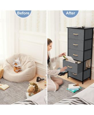Lightweight Steel and Fabric Chest with Five Drawers for Small Spaces