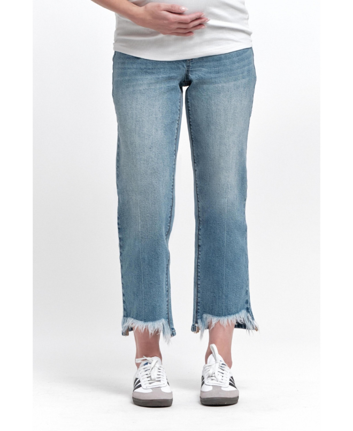 Maternity Over the Bump Frayed Ankle Straight Leg Jean - Xylo