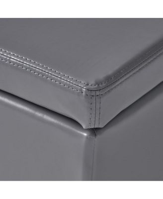 Faux Leather Storage Ottoman Bench with Lift-Top, Padded Seat, and Wooden Legs for Living Room, Bedroom, or Entryway-The Pop Home