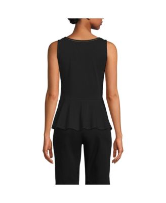 売れ筋商品|||ランズエンド カットソー トップス レディース Women's Lightweight Jersey Peplum V-Neck Tank Top Deep sea navy Lands' End Women's Lightweight Jersey Peplum V-Neck Tank Top