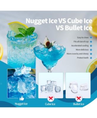 Countertop Nugget Ice Maker, Portable Pebble Ice Machine, 34 lbs/24H, Soft Chewable Ice, Self-Cleaning, One-Touch Operation