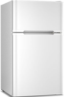 3.2 Cu. Ft. Double-Door Mini Fridge with Freezer and Adjustable Shelves