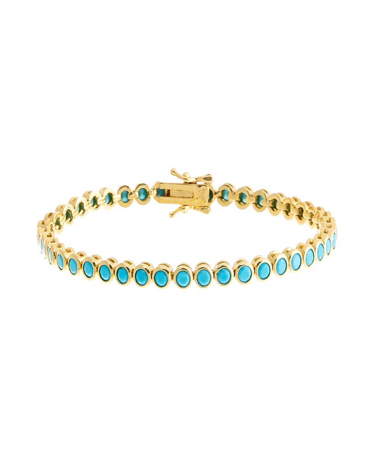 Colored Bezel Tennis Bracelet - Turquoise