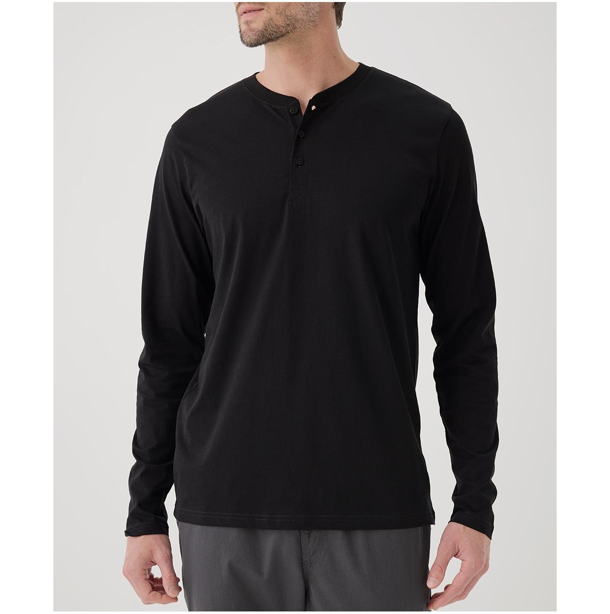 Men's Organic Cotton Softspun Long Sleeve Henley - Castor grey