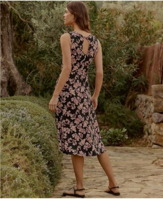 Women's Organic Cotton Fit & Flare Keyhole Back Dress