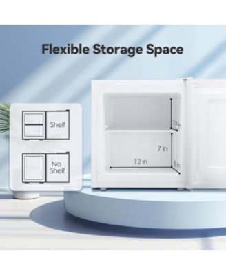 1.1 Cu. Ft. Small Upright Freezer – This compact mini freezer features removable shelves, an adjustable thermostat, and a reversible door hinge. It operates quietly, making it perfect for homes, offices, kitchens, or dorms