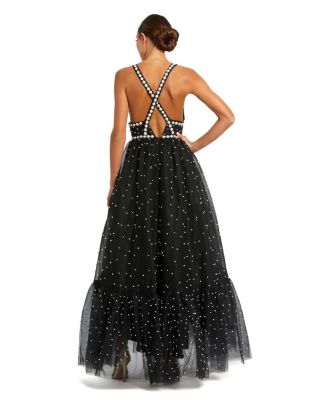 ●Mac Duggal●パール ビーズ ハイロー ガウン Mac Duggal Women's Pearl Beaded High Low Gown - Macy's