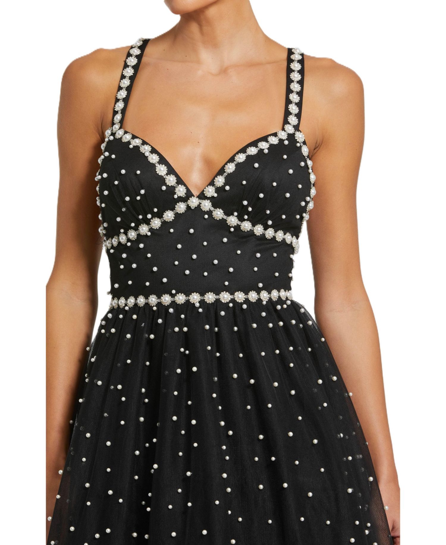 Women's Pearl Beaded High Low Gown