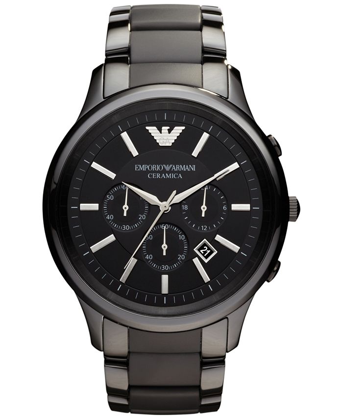 Emporio Armani Men's Chronograph Black Ceramic Bracelet Watch 47mm ...