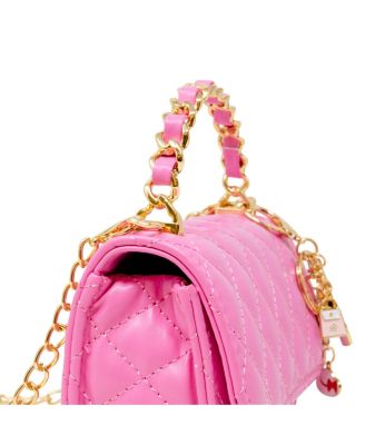 Girls Classic Link Chain Top Handle Handbag, Hot Pink