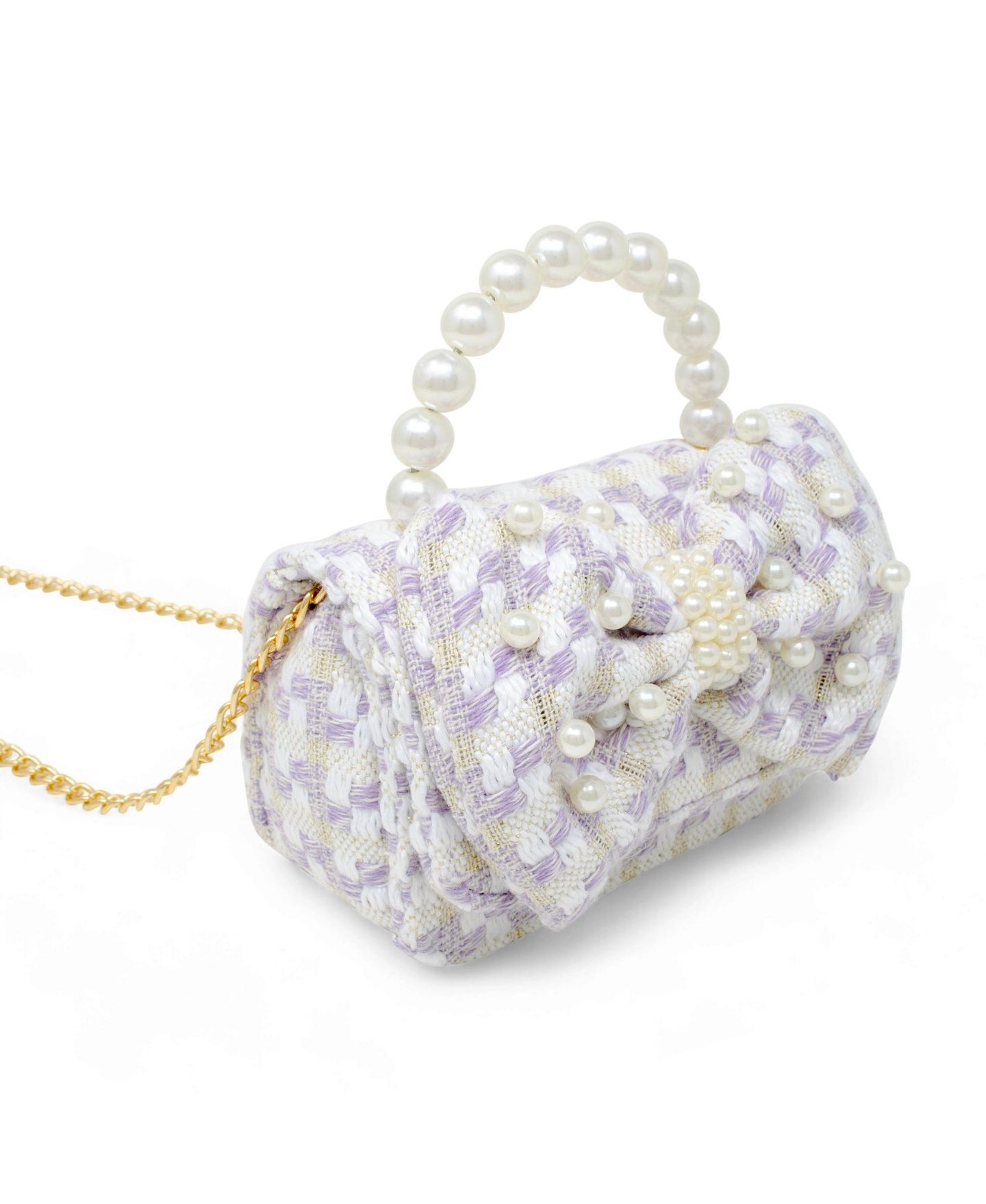 Сумка Tiny Treats + Zomi Gems Tweed Jumbo Pearl Bow Handbag, Pink для девочек, цвет: Фиолетовый — фото 3