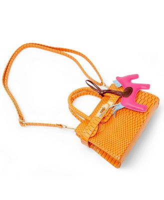 Girls Crocodile Pony Handbag, Orange