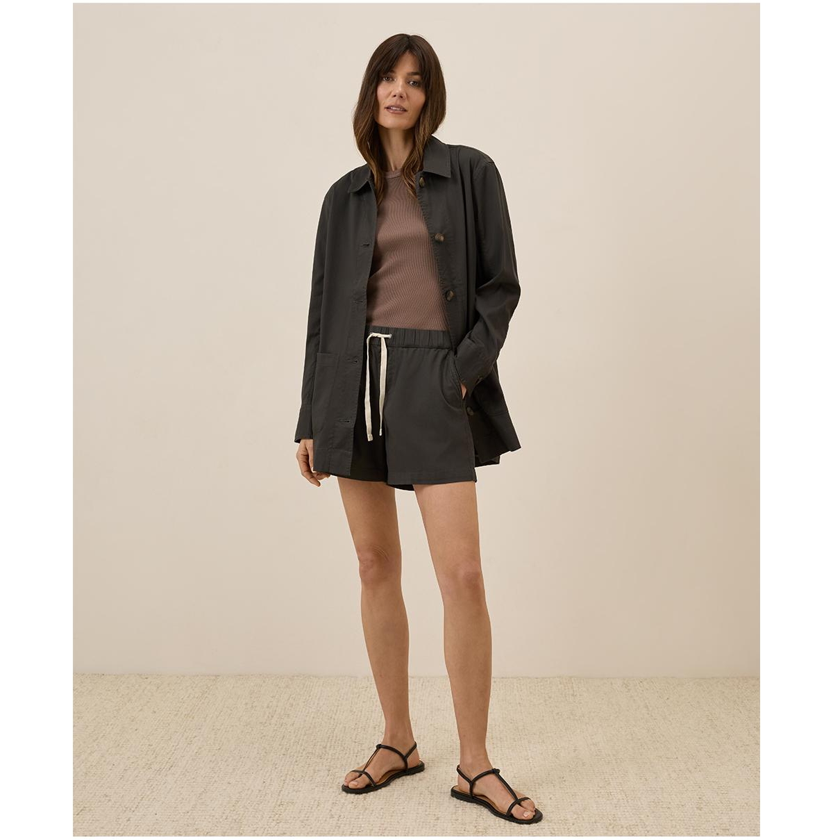 Women's Organic Cotton Daily Twill Oversized Lightweight Jacket - Castor grey