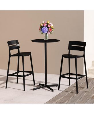 Stackable Polypropylene Resin Plastic Outdoor Patio Bar Stools 2 PC