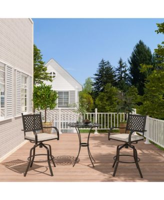 2-Piece Outdoor Swivel Chairs Aluminium Frame Patio Dining Chairs Bar Stool with Cushion Patio Swivel Stool