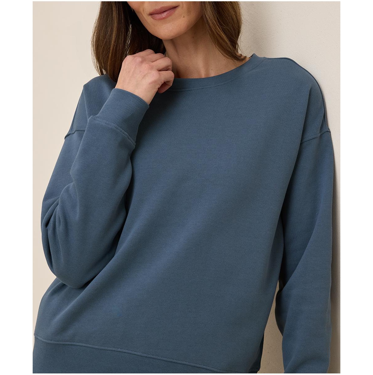 Women's Organic Cotton Cloud Brushed Fleece Crew Sweatshirt - Slate blue