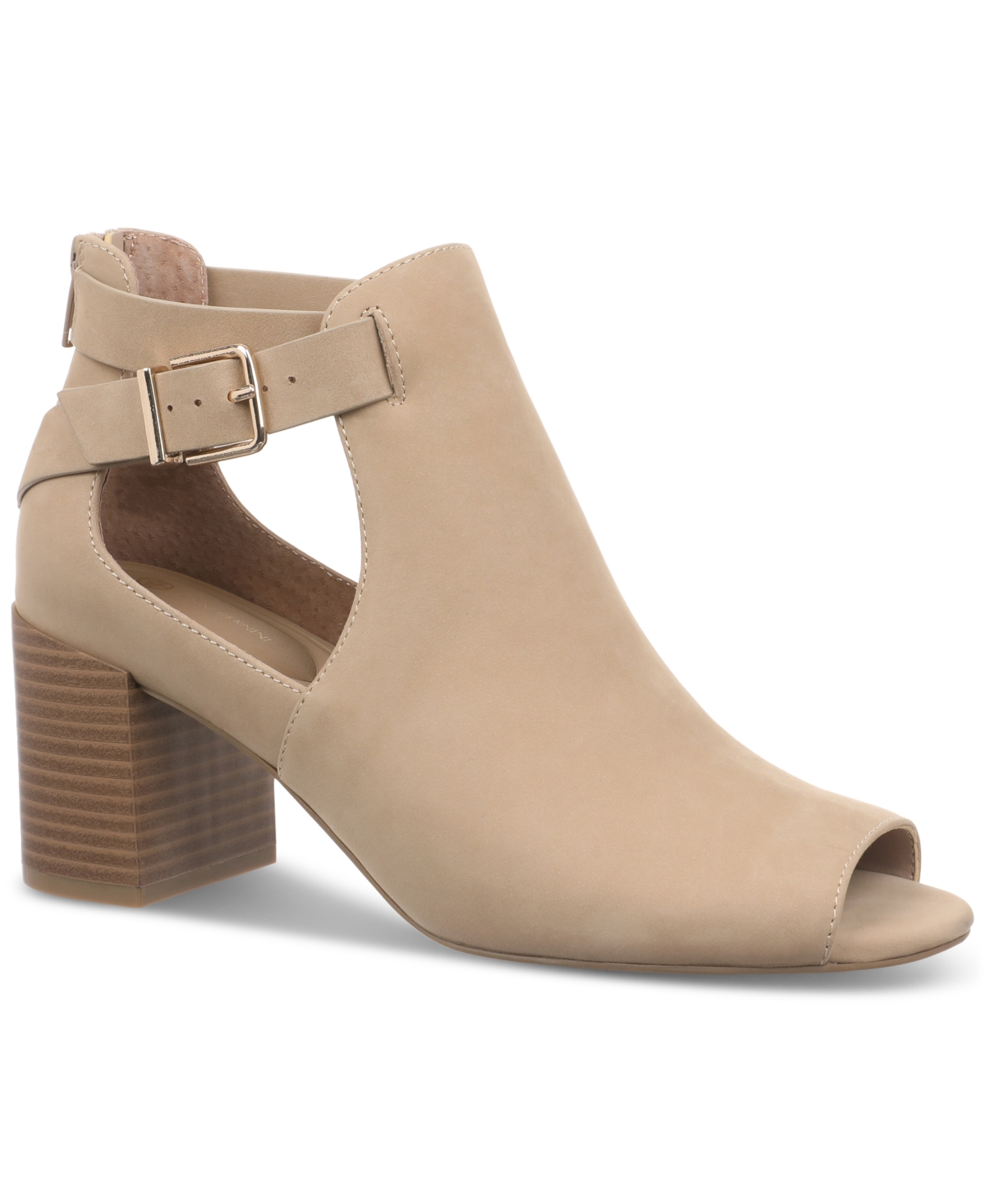 Women's Gaell Block Heel Peep Toe Shooties, Created for Macy's - Quarry Suede