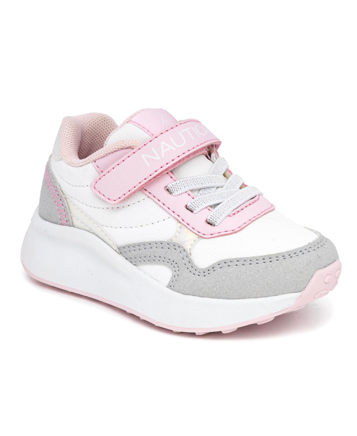 Nautica Toddler And Little Girls Kian Athletic Sneakers In White,iri,gray