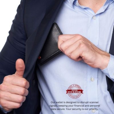 Mens Leon Trifold Wallet RFID Safe Bifold Genuine Leather ID Window