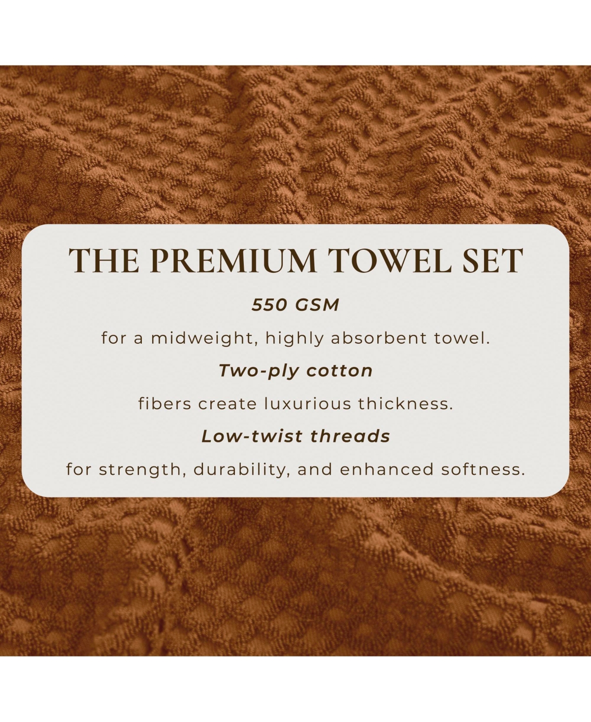 Linery & Co. Quick-Drying Cotton Diamond Waffle Textured -Piece Bath Towel Set