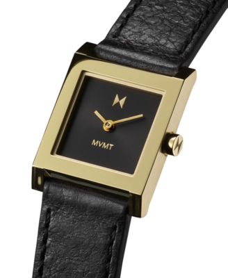 Women's Marquee Square Black Leather Strap Watch, 22mm