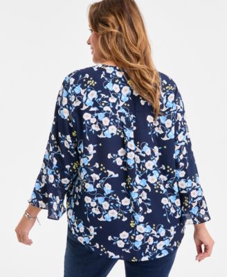 Style & Co Plus Size Morning Glories Pintuck Top