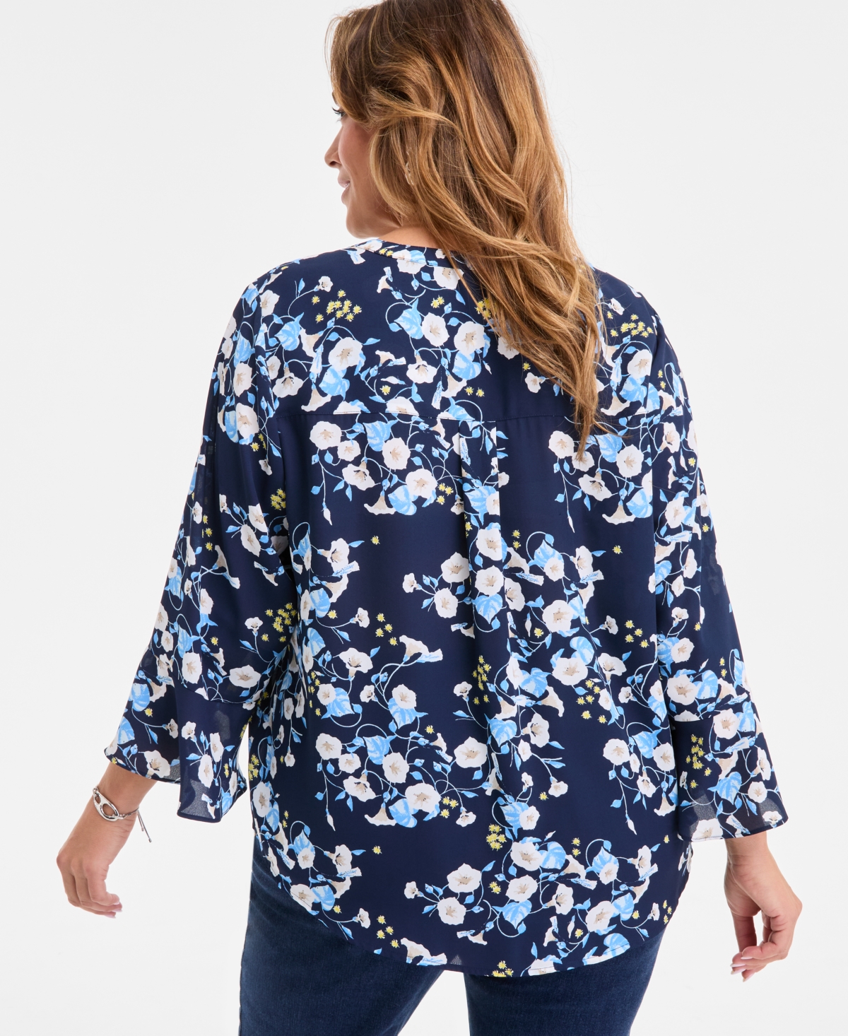 Style & Co Plus Size Morning Glories Pintuck Top, Exclusively At Macy's