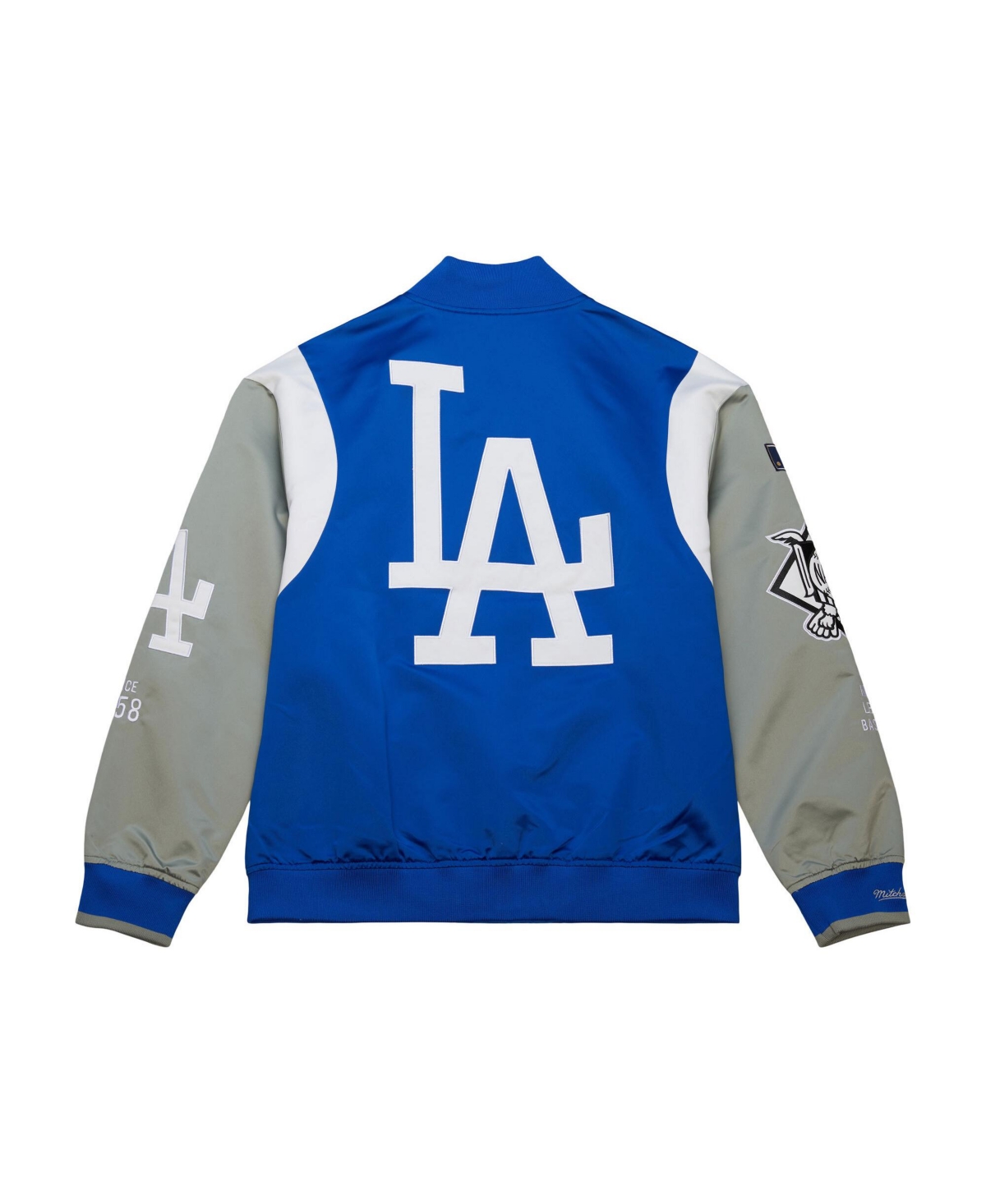 Mitchell & Ness Men's Royal/gray Los Angeles Dodgers Cooperstown Collection Team Origins Satin Full-snap Jacket In Royal,gray