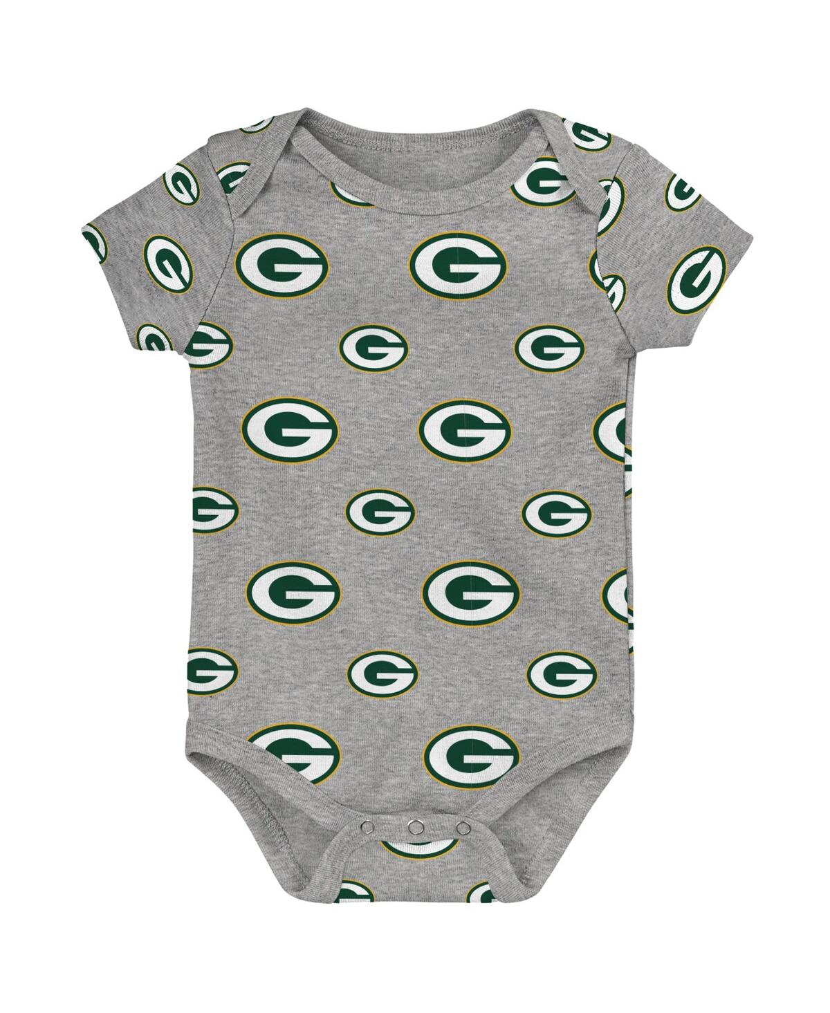 Outerstuff Baby Boys And Girls Green Bay Packers Team Starter Bodysuit Set 3-pack In Green
