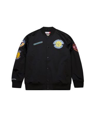 Men's Black Golden State Warriors Blackout Collection Vintage Full-Snap Satin Jacket