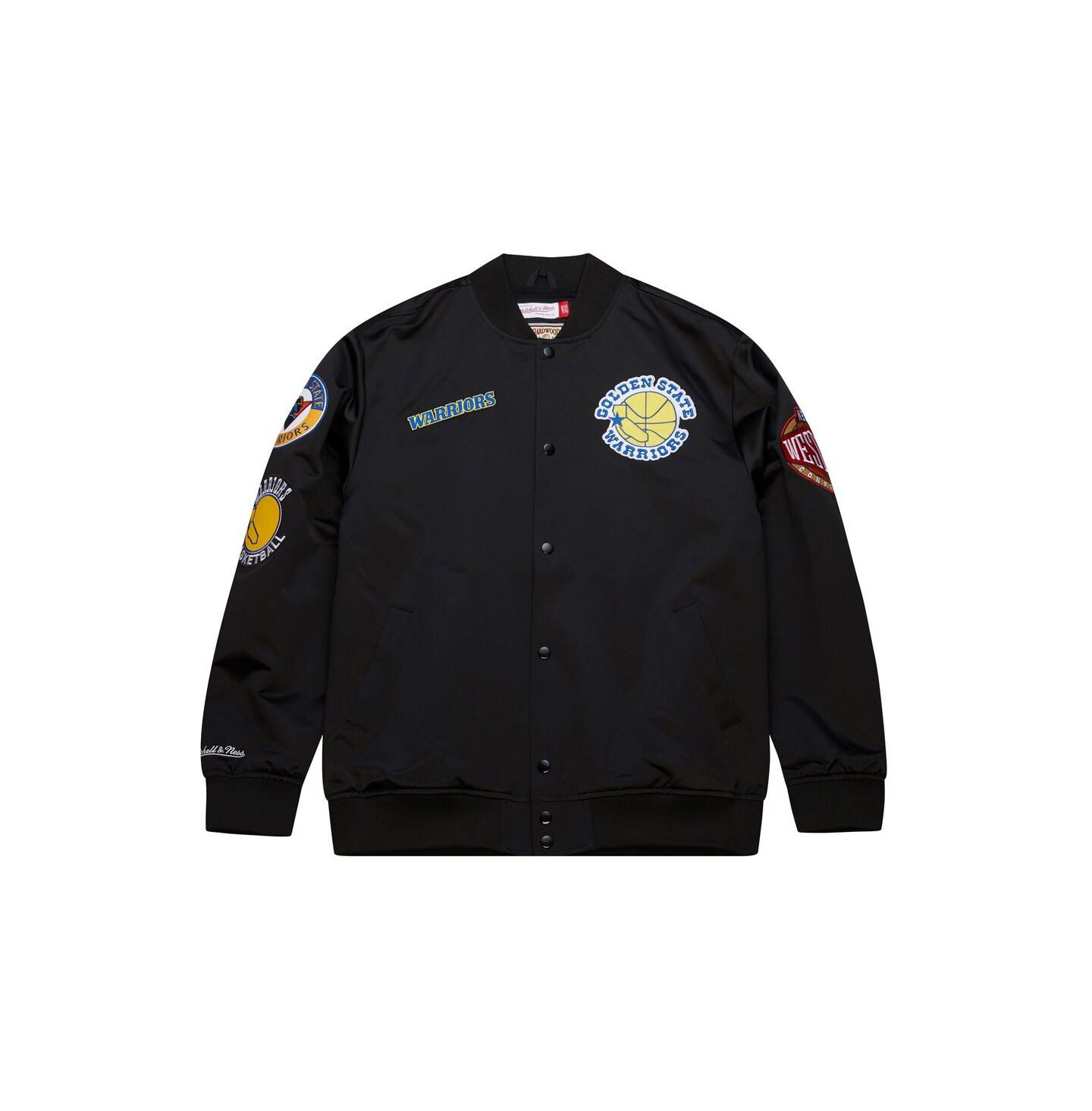 Мужская куртка Mitchell & Ness Black Golden State Warriors Blackout Collection Vintage Full-Snap Satin — фото 3