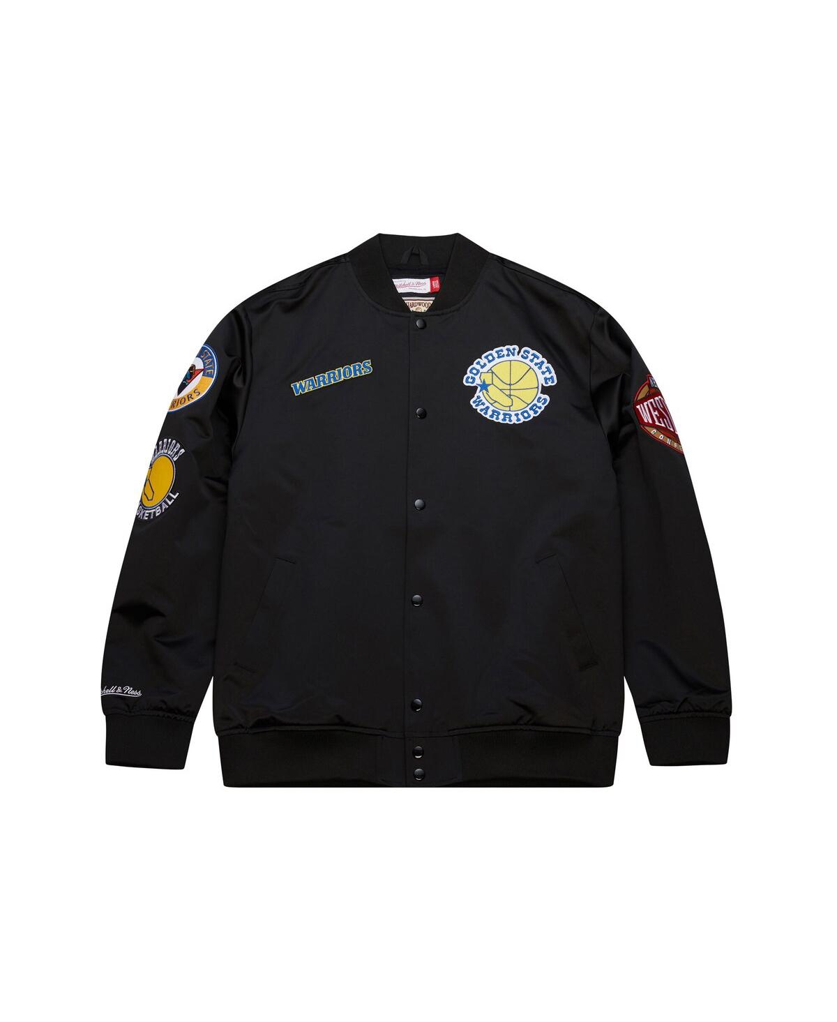 Mitchell & Ness Men's Black Golden State Warriors Blackout Collection Vintage Full-snap Satin Jacket In Black