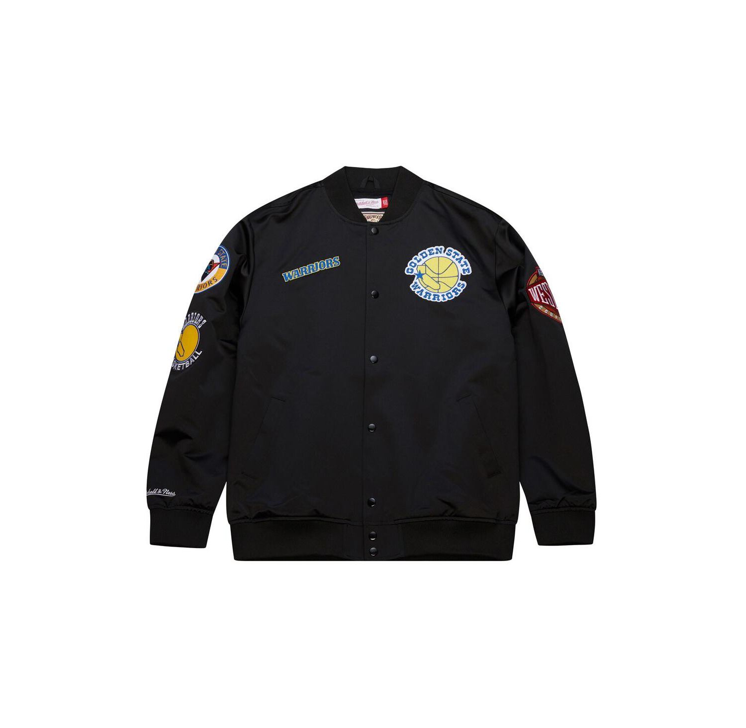 Men's Black Golden State Warriors Blackout Collection Vintage Full-Snap Satin Jacket