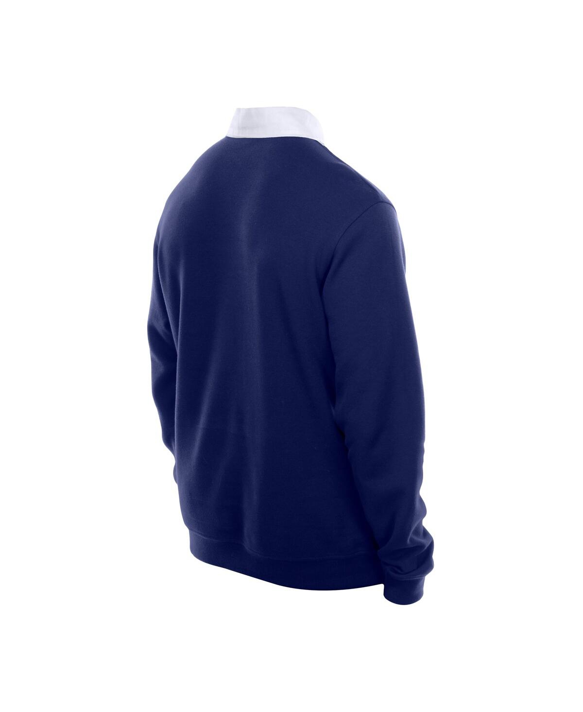 NEW ERA MEN'S DARK BLUE LOS ANGELES DODGERS THROWBACK PREP COLOR BLOCK RUGBY POLO SHIRT 