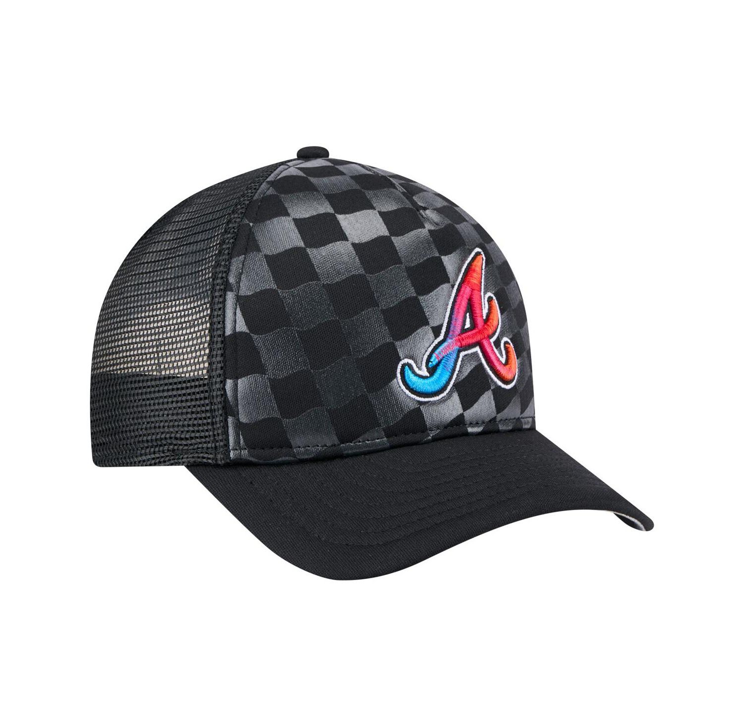 Men's Black Atlanta Braves Gradient 9FORTY A-Frame M-Crown Trucker Adjustable Hat