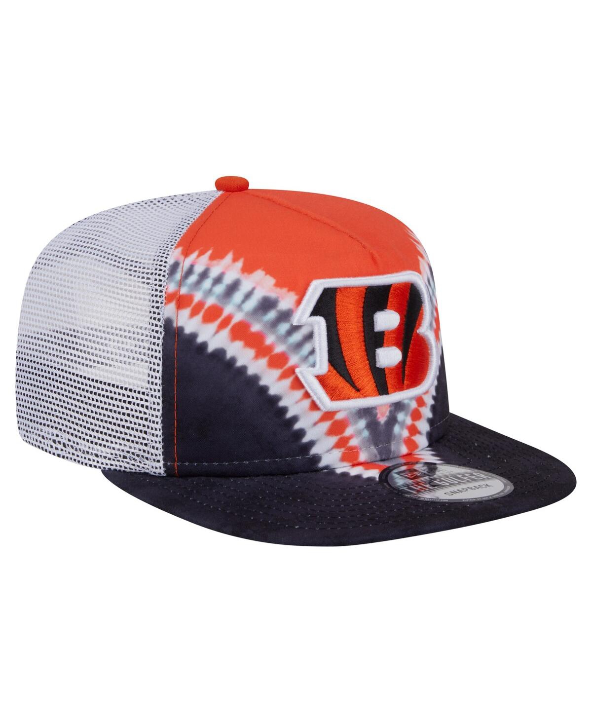 NEW ERA MEN'S ORANGE/BLACK CINCINNATI BENGALS THROWBACK DYE GOLFER SNAPBACK HAT 