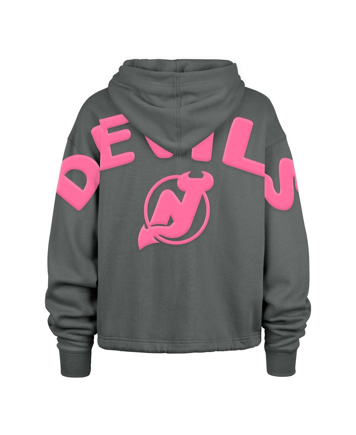 Shop 47 Brand Women's Gray New Jersey Devils Bright Side Venice Cropped Pullover Hoodie