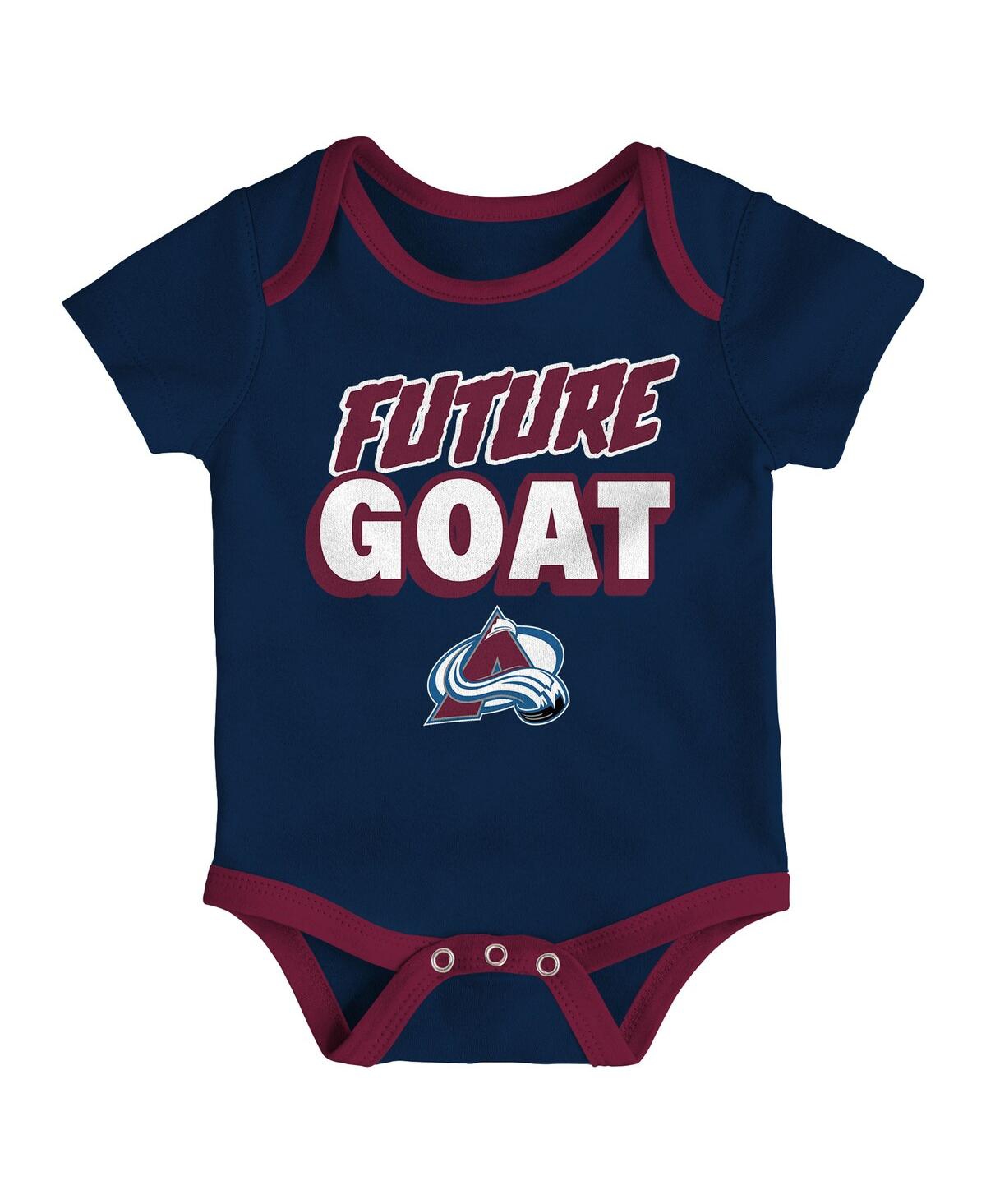 Outerstuff Newborn Colorado Avalanche Loyal Buddies Bodysuit 3-pack In Multi