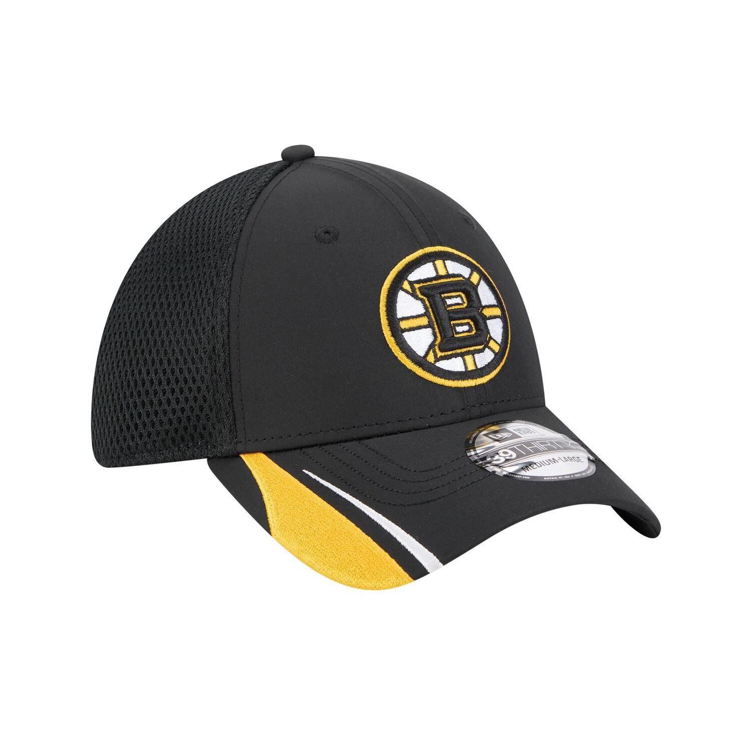 Men's Black Boston Bruins Linear Featherweight 39THIRTY Flex Hat