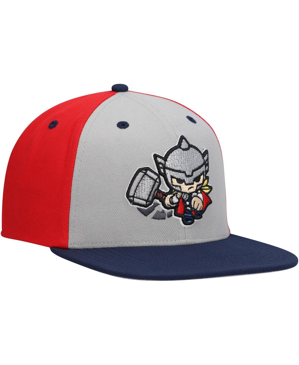 LIDS BIG BOYS AND GIRLS GRAY THOR CHIBI GLOW-IN-THE-DARK SNAPBACK HAT 