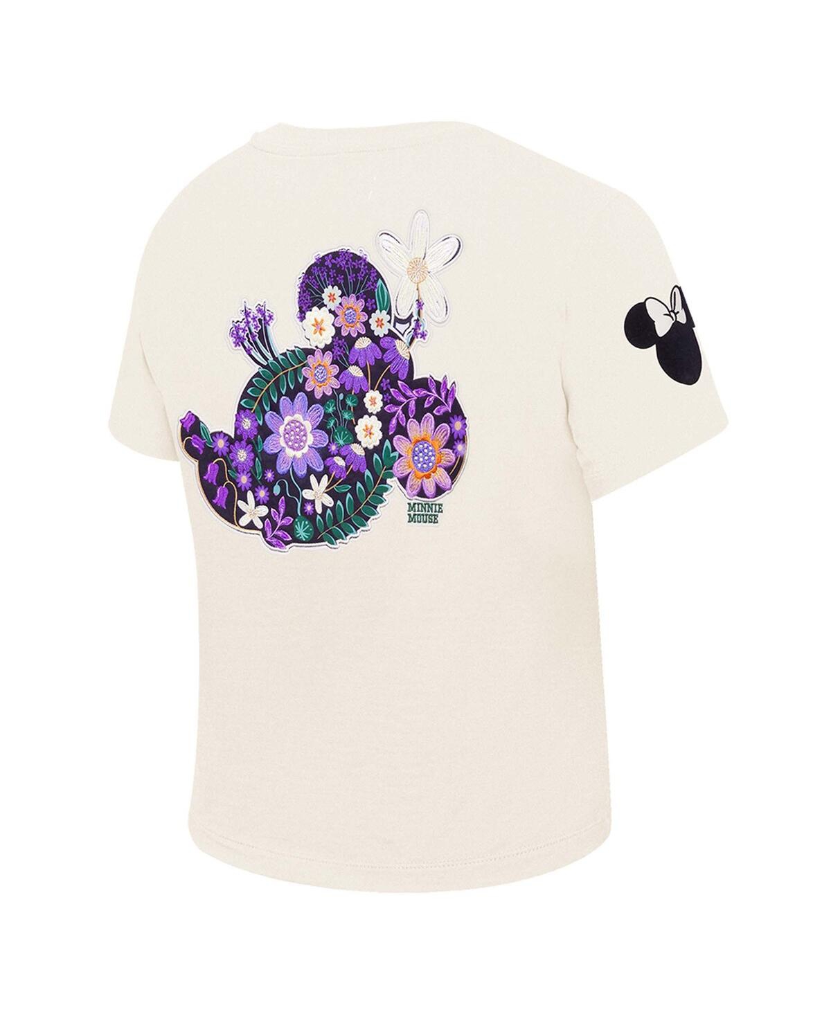 Freeze Max Women's Cream Mickey Friends Rooting For You Baby Doll Cropped T-shirt In Cream