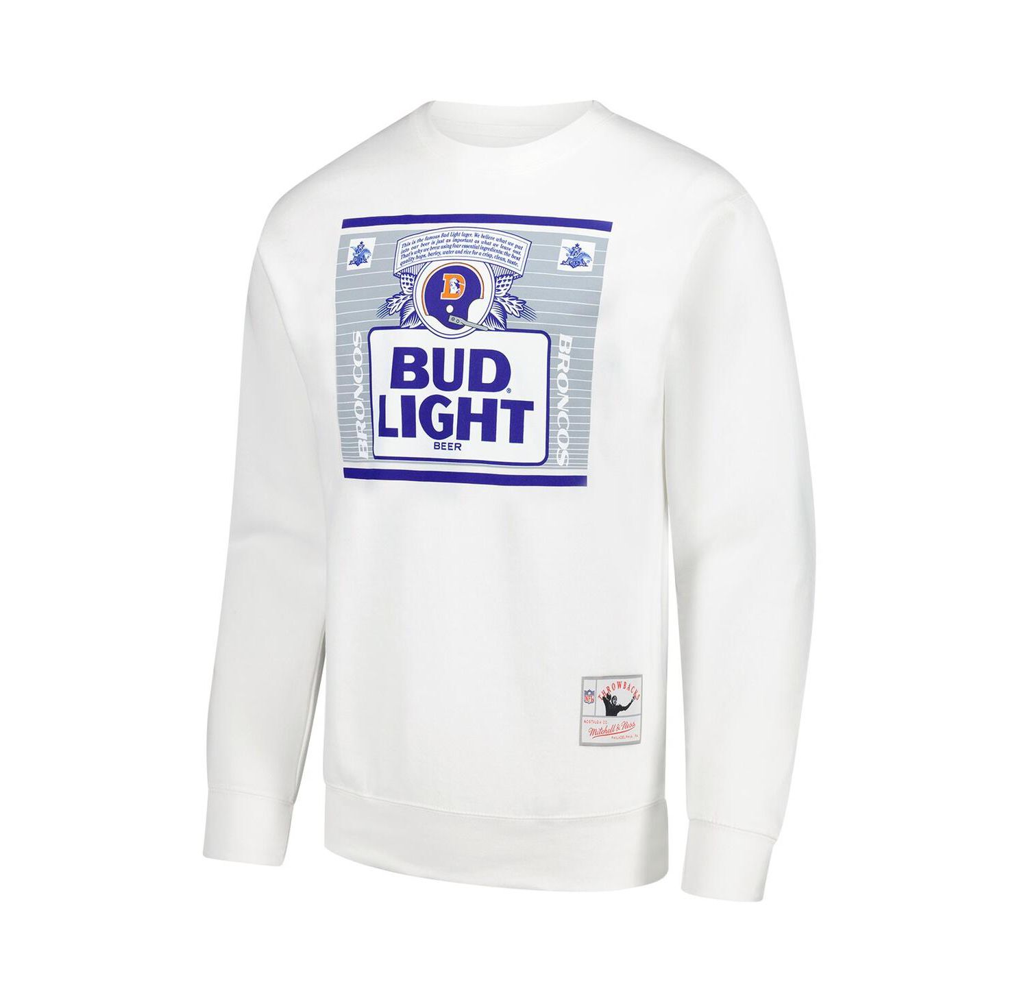 x Bud Light Men's White Denver Broncos The Crest Pullover Sweatshirt